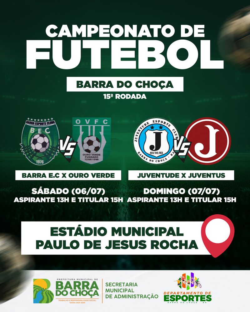 Se liga que já é a 15ª rodada do Campeonato Municipal ⚽😍